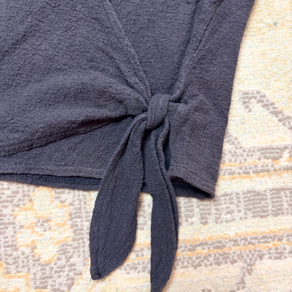 Madewell black cross front tie blouse top tshirt short sleeve xs - Picture 5 of 8